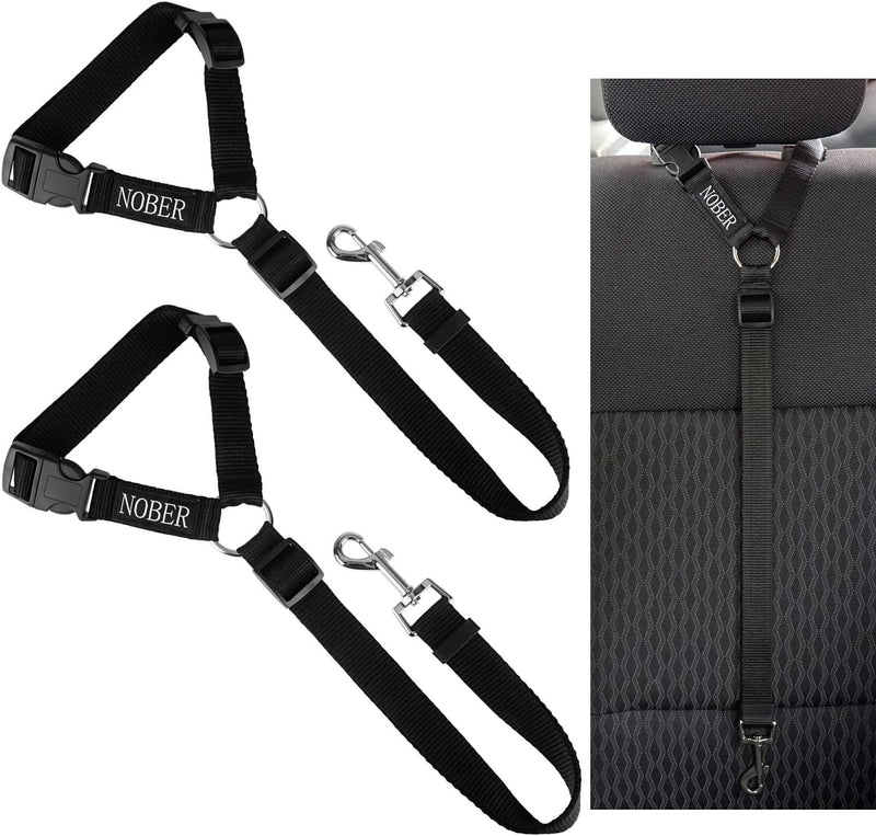 Pet Dog Cat Seat Belts, Car Headrest Restraint Adjustable Safety Leads Vehicle Seatbelt Harness 1 - 2 Pack / Black