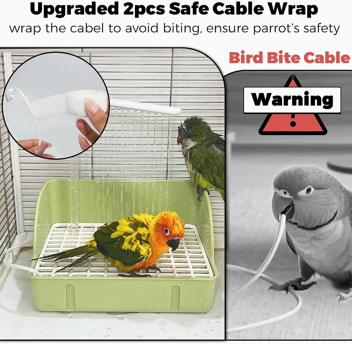 Automatic Parakeet Bird Bath with Pump - Green - image 2