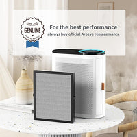 AROEVE MK04 Air Purifier Replacement Filter, Smoke Remove Material 4 -in-1 Filter with Activated Carbon Mix, Against Ash for Smoke, Odors, and VOCs, 2 Pack- Grey