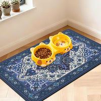 Pet Feeding Mat for Floors Cat Food Mat Waterproof Dog Food Mat - 20"L x 12"W / BlueBoho