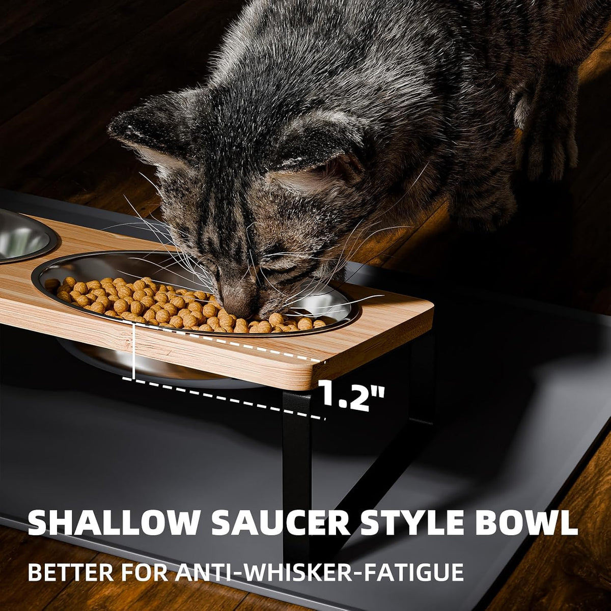 Elevated Whisker Friendly Cat Bowls - Stainless Steel-2Bowls - image 2