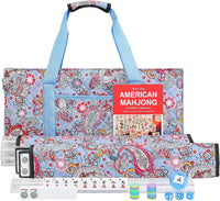 American Mahjong Game Set, 166 Quality White Tiles - Blue-red