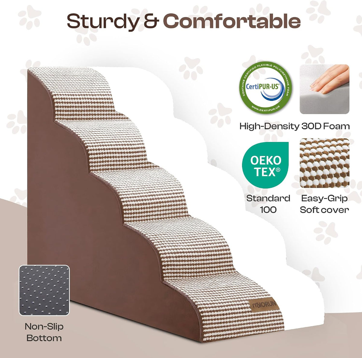 Miorun Dog Stairs for High Beds - White-coffee / 5.0 / Stairs 24.5"H - image 2
