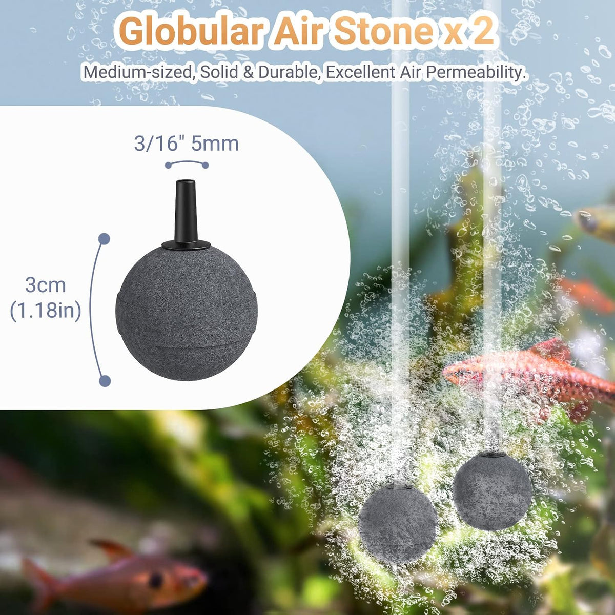 Moonorange Aquarium Air Pump Accessories Kit with Standard Tubing - 20 Feet Tube/4 Air Stones