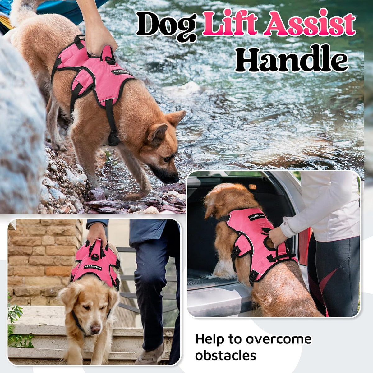 rabbitgoo Escape Proof Dog Harness for Large - Peach Pink / Large - image 3