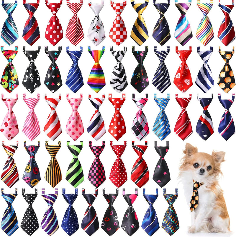 Sadnyy 50 Pcs Dog Ties Adjustable Neck Ties for Dog - Solid