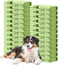 Tatuo 22 Pcs Dog Towels for Drying 20 x 40 Inch Pet Bath Towels - Green / Bone Pattern