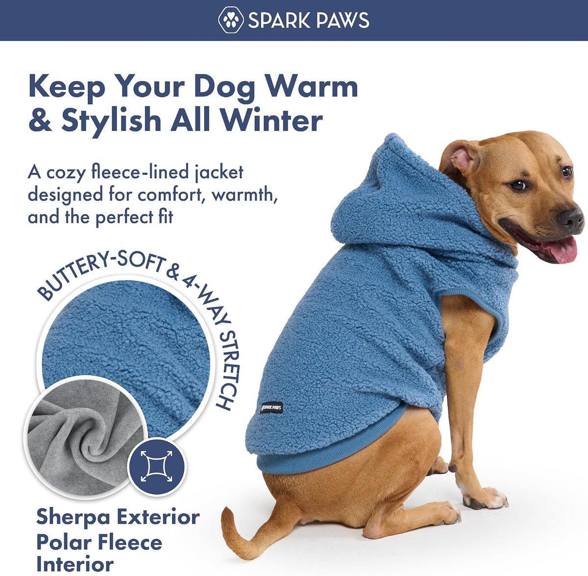 Spark Paws Fleece Dog Hoodie - Blue / Large - image 2
