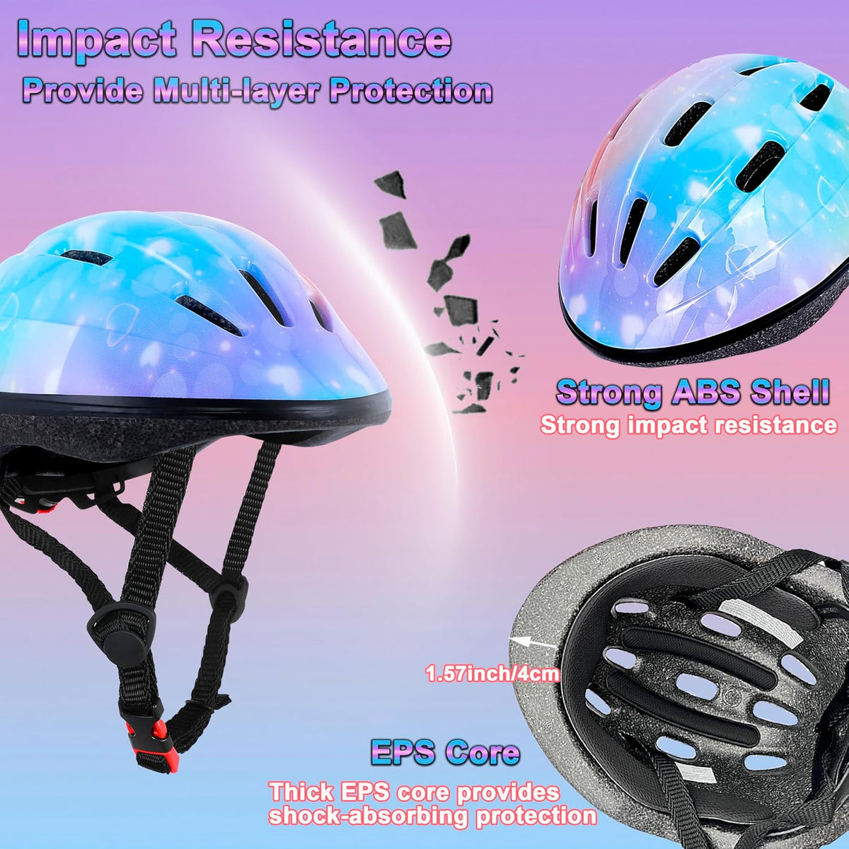 Lamsion Adjustable Kids Bike Helmet with Knee Elbow Wrist Pads - Multicolor - image 4
