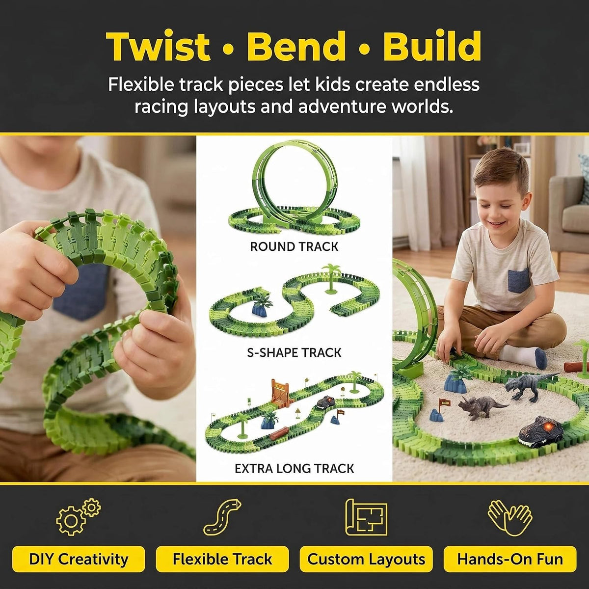 Dinosaur Race Track Toys for Boys 3-5 - Double Loop Dinosaur Race Track Set - image 4