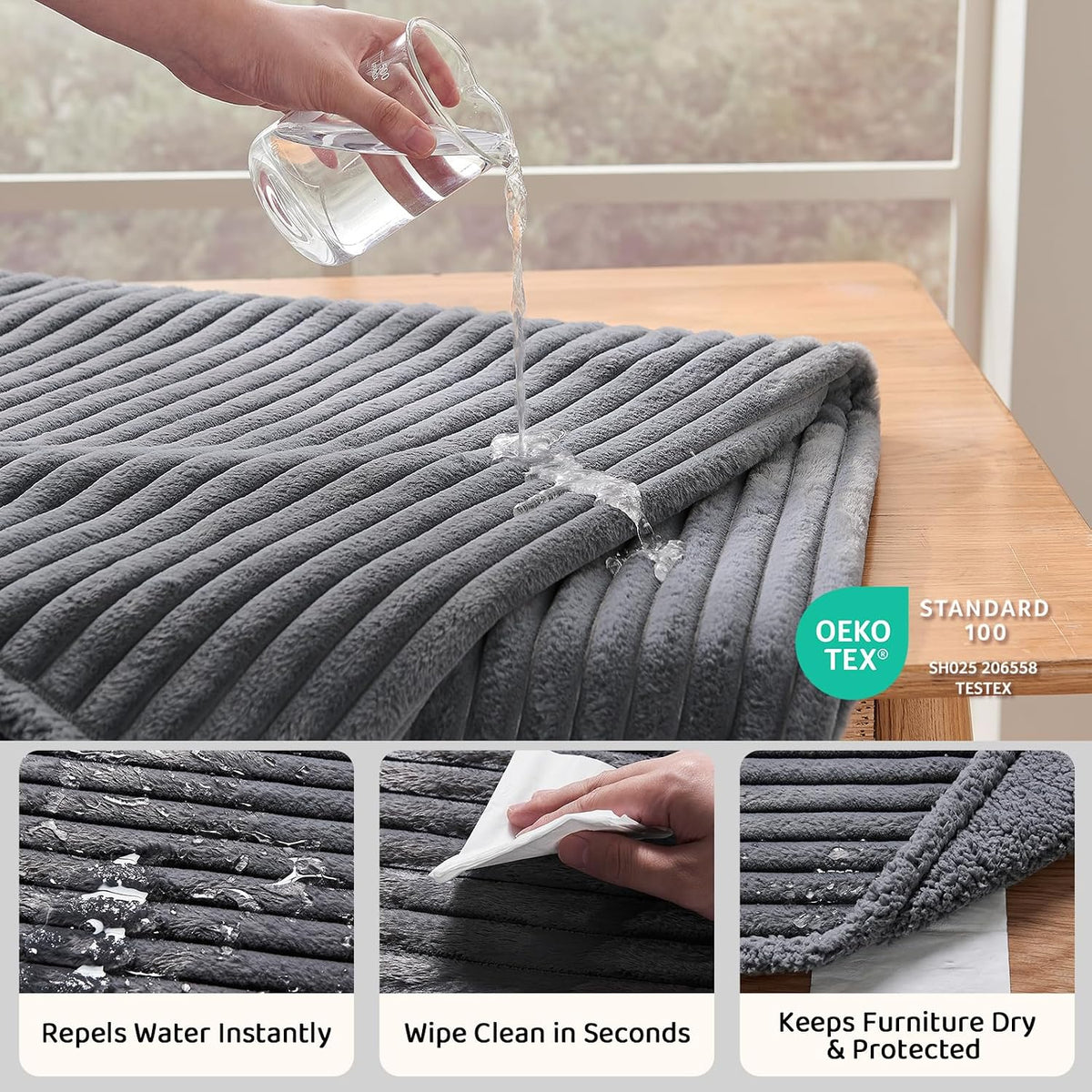 Pet Blankets for Cats, Waterproof Cat Blanket Washable - Charcoal / 25"x30" (Pack of 4) - image 2