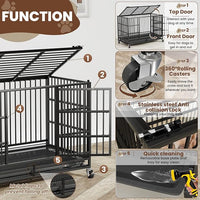 LEVELEVE 38 Inch Heavy Duty Indestructible Dog Crates for Large Dogs，Escape Proof Dog Cage Large Dogs with Lockable Wheels，Dog Kennel Furniture Indoor&Outside