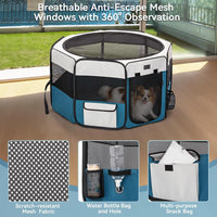 PETSFIT Portable Dog Playpen 36", Removable Waterproof Mat - Blue / Small (29.5"x29.5"x16.5") - image 2