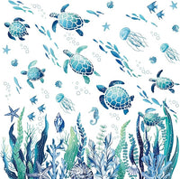 decalmile Under The Sea Seaweed Wall Decals Sea Turtle Ocean Grass Jellyfish Wall Stickers Baby Nursery Bedroom Bathroom Wall Decor