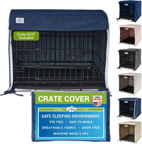 Pet Dreams Dog Crate Cover, Khaki, XX Large, 48" – Essentials for Dogs - Denim Blue / 24.0"L x 18.0"W x 19.0"H