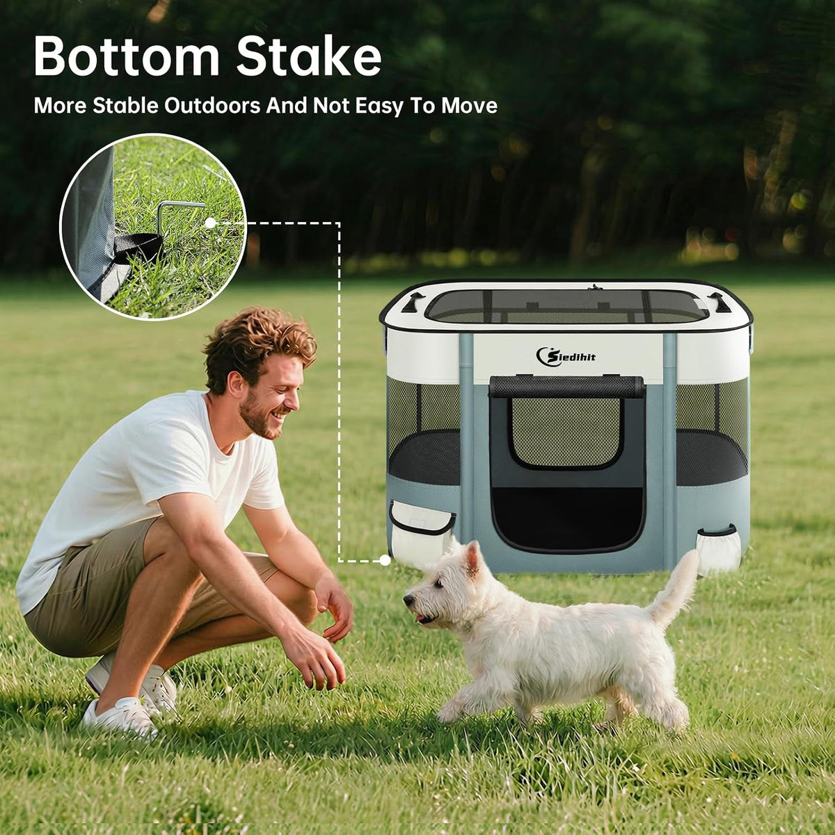 Siedihit 31" Dog Playpen, Cat Puppy Pen - Small / Grey - image 3