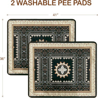 Washable Pee Pads for Dogs, Reusable Puppy Pads 36"x 41" 2 Pack – Essentials for Dogs - Medallion Black Green / 36"*41"(Pack of 2) - image 3