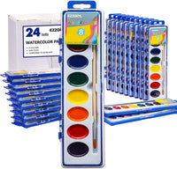 Ezzgol Watercolor Paint Sets, Bulk Pack of 24, 8 Colors – Fun for Kids & Family