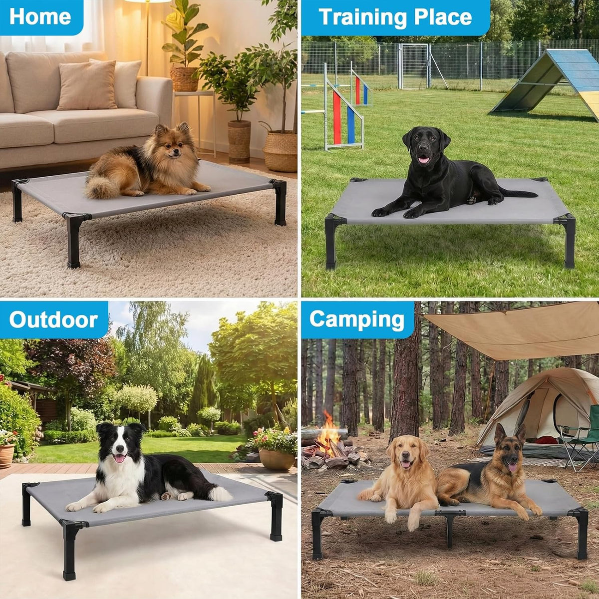 Elevated Dog Bed Raised Cooling Dog Cot for Large Dogs - Grey / 35.0"L x 25.0"W x 7.4"H - image 4