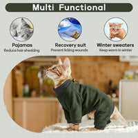 Sticky Hair Cat Clothes, Prevent Loss Pajamas - XX-Large / Green - image 2