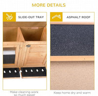 PawHut Wooden Rabbit Hutch Bunny Hutch Cage Guinea Pig with Waterproof Roof, No Leak Tray and Feeding Trough, Indoor/Outdoor, Natural