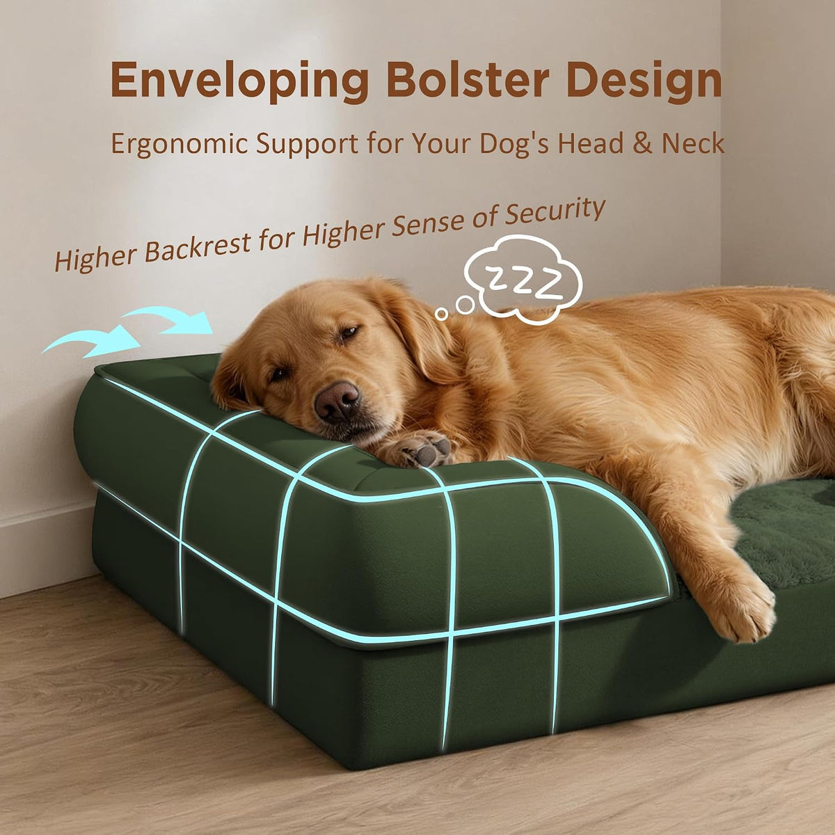 Comfort Expression Waterproof Orthopedic Dog Bed for Extra Large Dogs – Essentials for Dogs - 42.0"L x 30.0"W x 8.5"Th / Olive Green - image 3