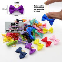 YAKA 60PCS Cute Puppy Dog Small Bowknot Hair Bows with Metal Clips - 60Pcs Dog Bows with Rubber Bands - image 2