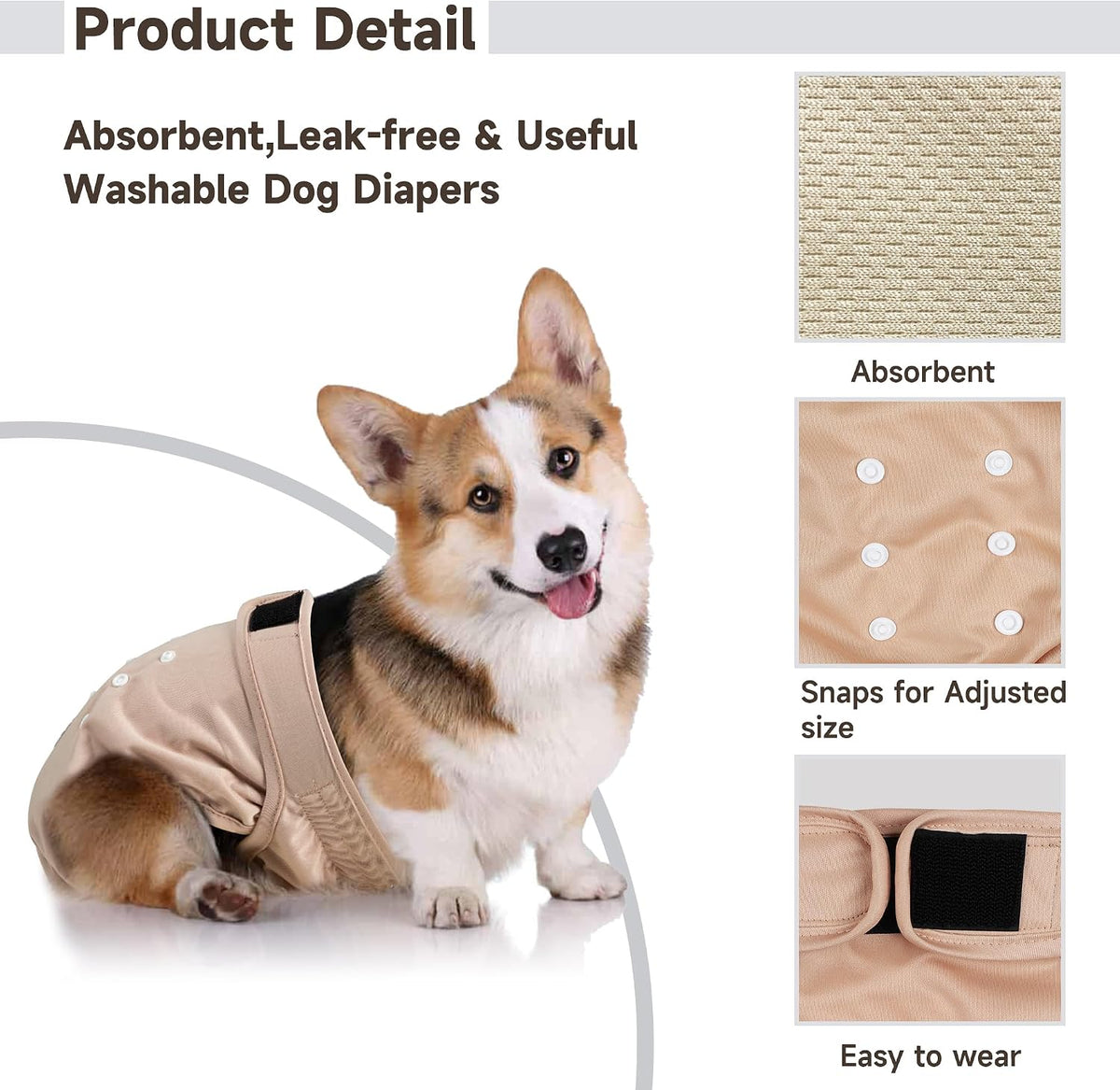 Langsprit Frenchie Female Dog Diapers No Tail Hole - Large / Pink,Green,Black - image 2