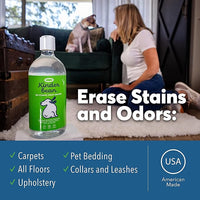 Dog & Cat Urine Stain and Odor Eliminator for Carpet, Upholstery, Hard Floors - 2-Pack 32 oz., Grapefruit & Thyme Scent, Enzyme Bio-Active Formula with Squeeze and Spray Top