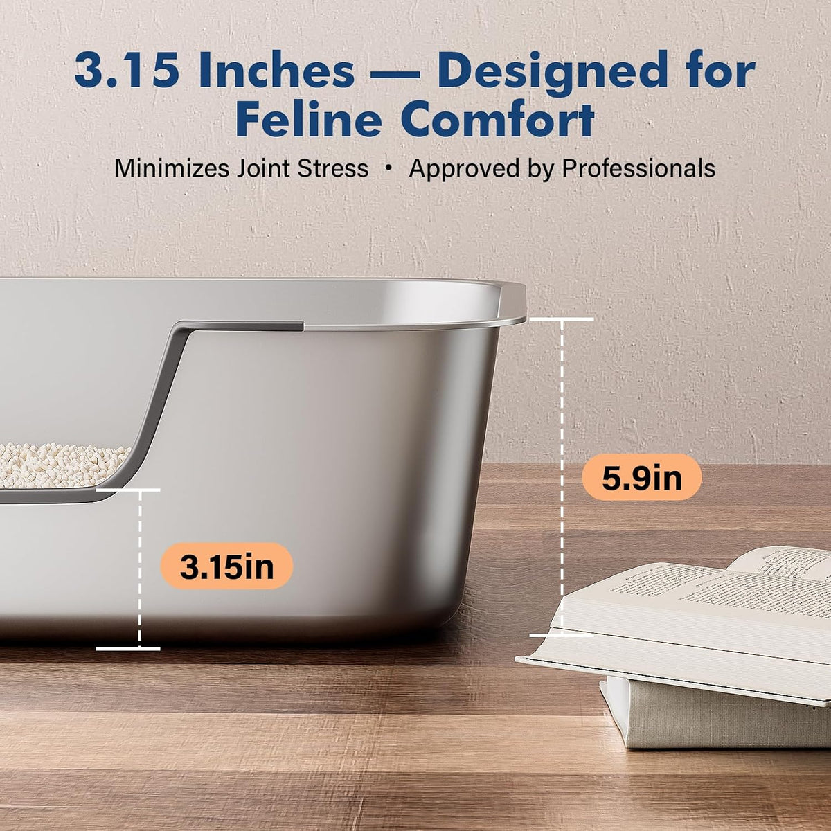 Stainless Steel Cat Litter Box with Low Entry - Silver / 19.5"L x 13.6"W x 5.9"H - image 4