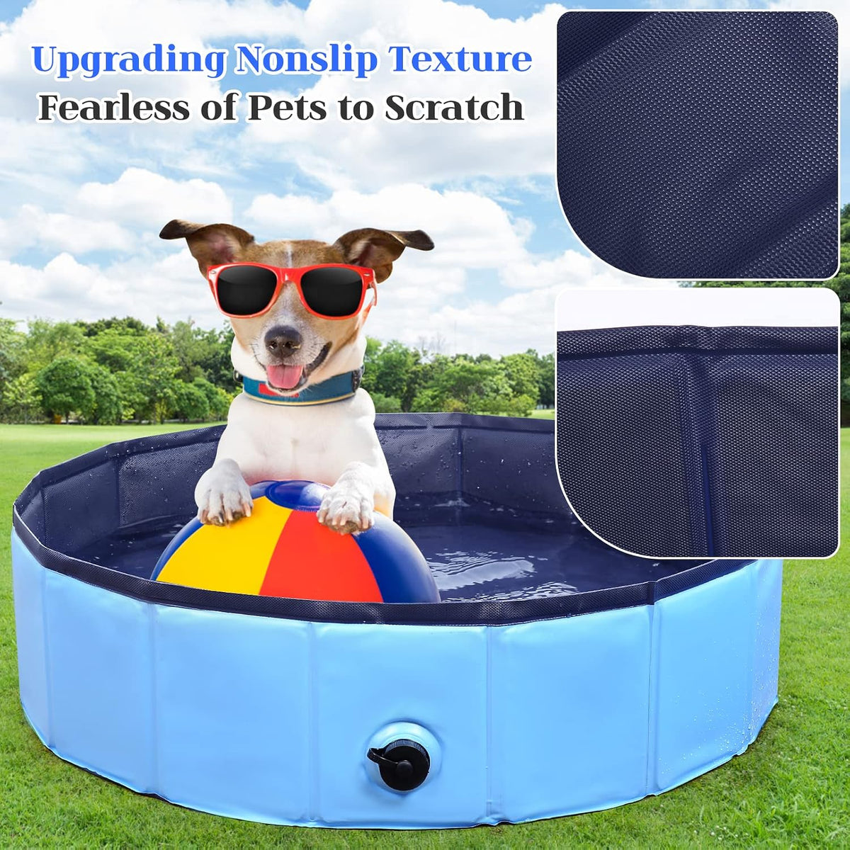 Foldable Dog Pool, Portable Pet Bath Tub and Kiddie Swimming Pool – Essentials for Dogs - 87"-5XL / Blue - image 4