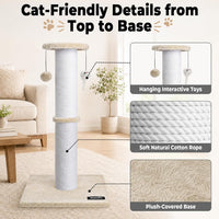 34-Inch Tall Cat Scratching Post for Large Cats, Stable Base - Beige - image 4