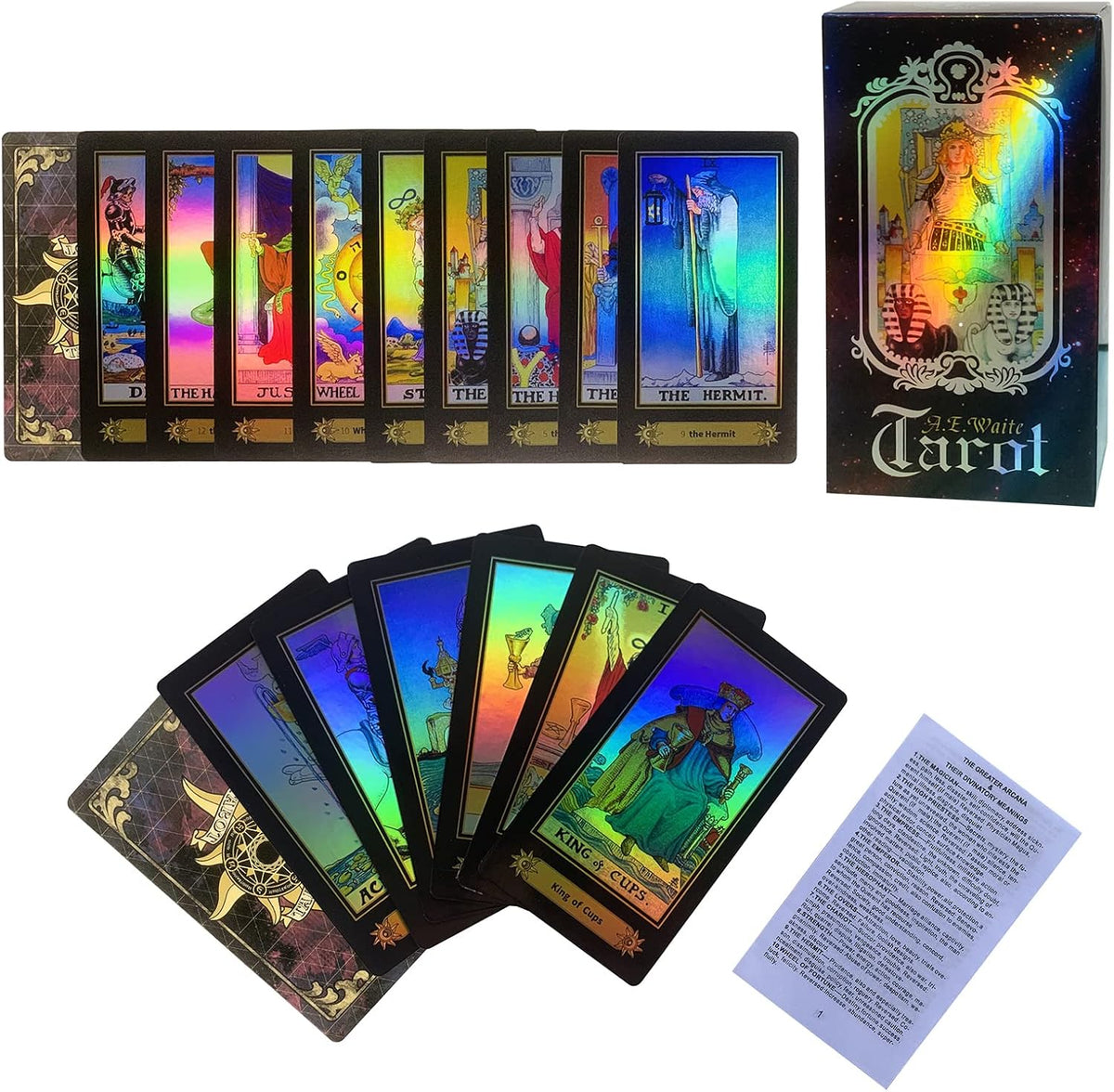 SUNHHX Tarot Cards Set, 78 Surface Laser Tarot Cards with English Instructions Book for Beginners