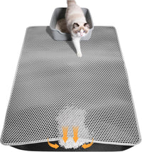 Cat Litter Mat 24"x15", Double Layer Waterproof Litterbox Mat - 46x26 Inch / Gray