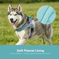 No Pull Dog Harness for Small Dogs, Soft Flannel Padded, XS - M:chest 21-27" / Mixed-Blue - image 2