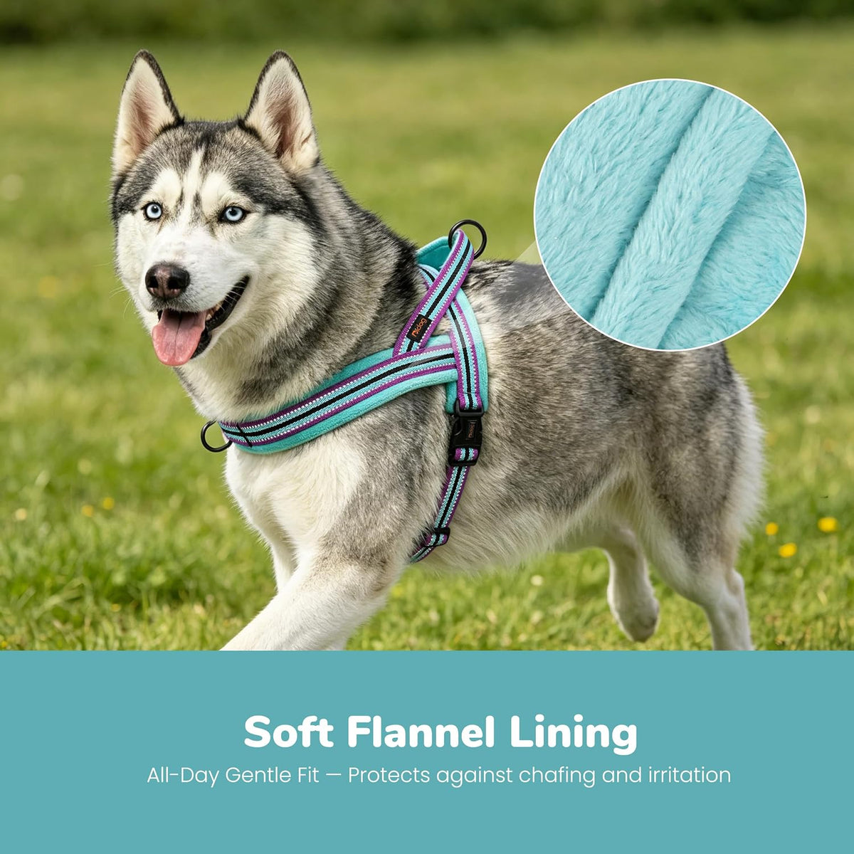 No Pull Dog Harness for Small Dogs, Soft Flannel Padded, XS - M:chest 21-27" / Mixed-Blue - image 2