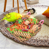 KATUMO Bird Toys, Grass Mat Shredding Hanging Toy for Budgie Parakeet – Essentials for Birds - Walnut decor - image 4