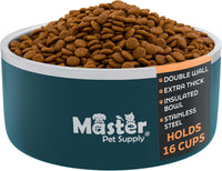 Master Pet Supply Stainless Steel Dog Bowls 128 oz Heavy Duty Aqua Sky – Essentials for Dogs - Emerald Sea / 16 Cups (128 oz)
