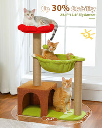 Flower Cat Tree with Large Metal Frame Hammock - 35" Upgraded Flower Cat Tree / Forest Brown - image 3
