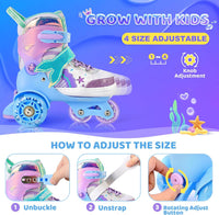 NEMONE Mermaid Adjustable Light up Roller Skates for Girls Boys – Fun for Kids & Family - I- Toddler Skates - Ocean Mermaid / X-Small - Toddler - image 2