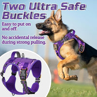 rabbitgoo Tactical Dog Harness for Large Dogs, No Pull Military Service Vest with Handle & Molle, Easy Control for Training Walking, Adjustable Reflective Straps, Purple Camo, XL
