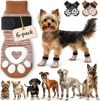 Anti Slip Dog Socks, Dog Socks to Prevent Paw Licking - Brown / XS