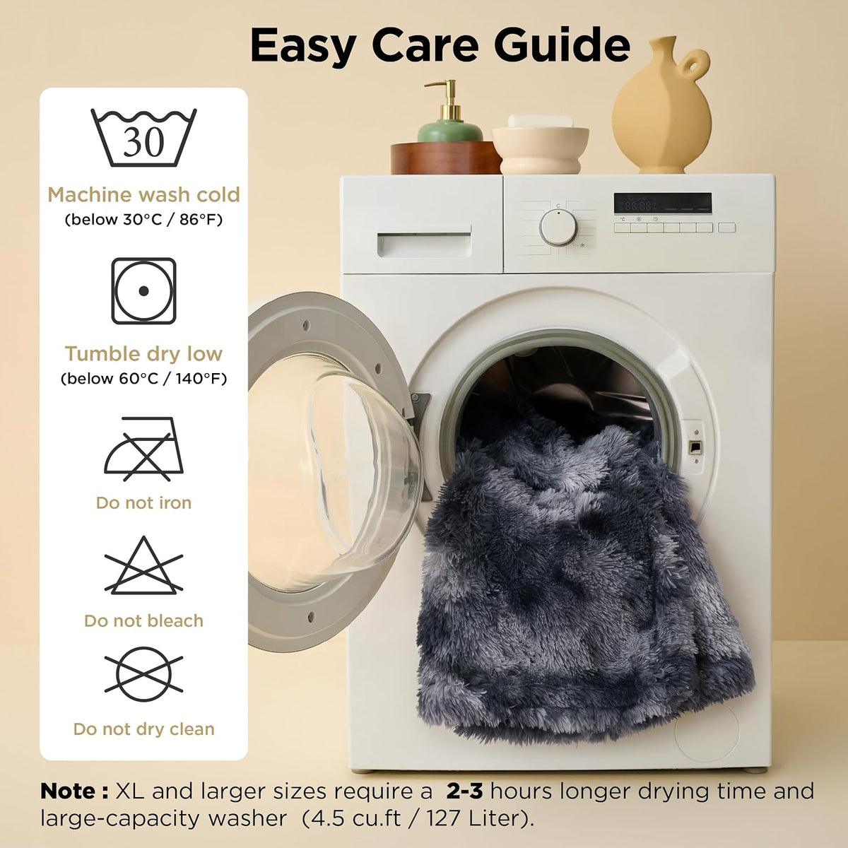 Bedsure Waterproof Dog Blankets for Large Dogs, Fluffy Faux Fur - Tie-dye Grey / L(40x50") - image 2
