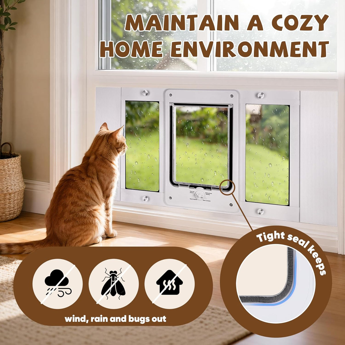 Full-Size Cat Door for Window, H: 15.3" - Fit 24"-28" Window / Full-size(H:15.3") - image 4