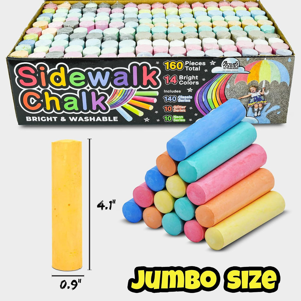 160 PCS Sidewalk Chalk for Kids, 14 Colors - 160 - image 3
