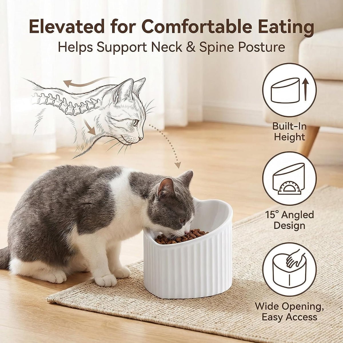 Pink Ceramic Raised Cat Bowls - Pink - image 3