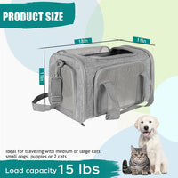 Top tasta Dog Cat Carrier Pet Carriers for Small Medium Large Cats - 18.0"L x 11.5"W x 11.5"H / Grey - image 2