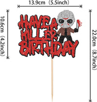 Zhuoweism Halloween horror Happy Birthday glitter cake topper on bamboo stick - view 29