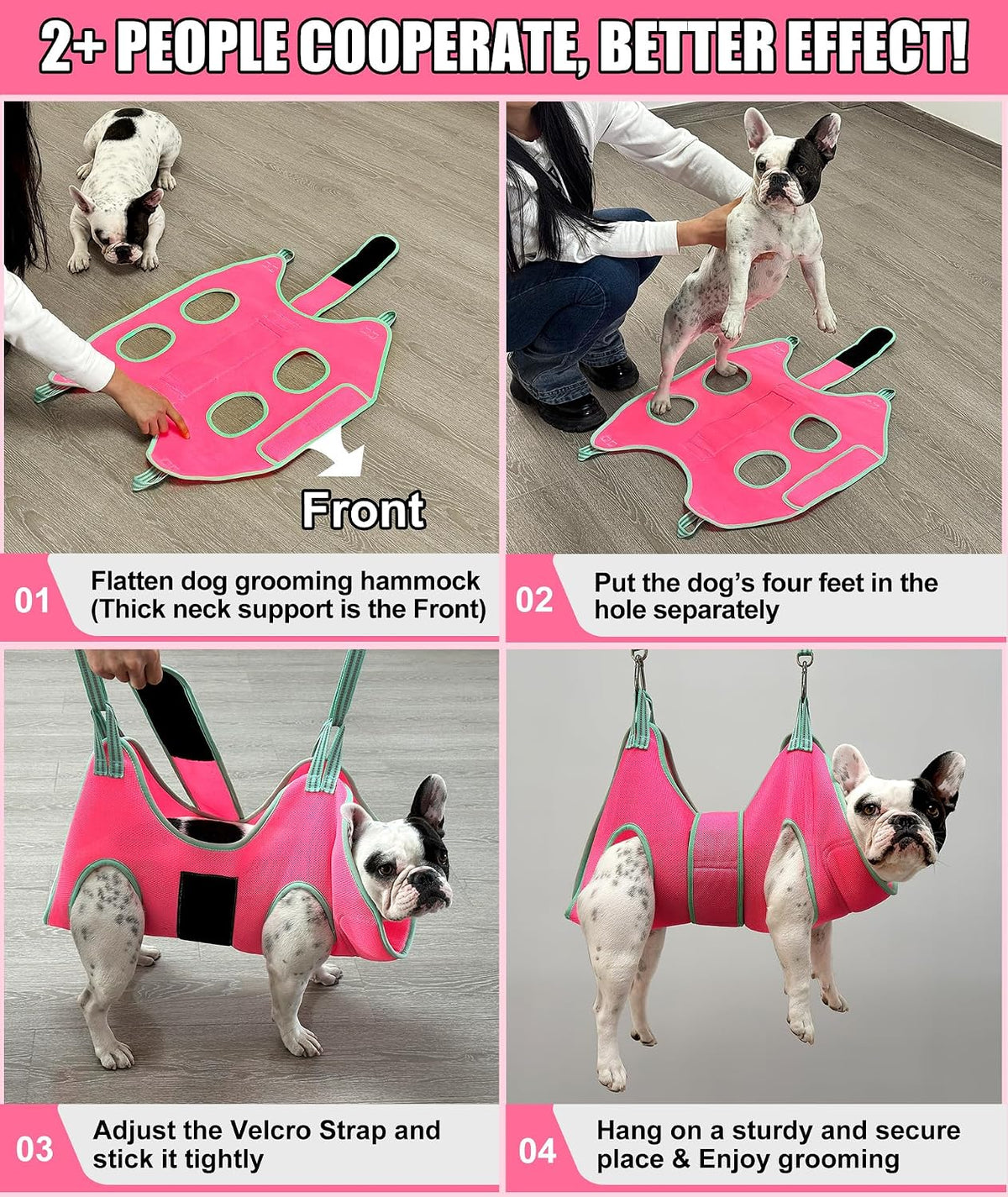 Kkiimatt Dog Grooming Hammock - Medium 26-45LB/Pink - image 2