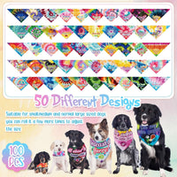 Sweetude 100 Pcs Dog Bandanas Bulk Triangle Bibs Adjustable - Tie-Dye - image 4